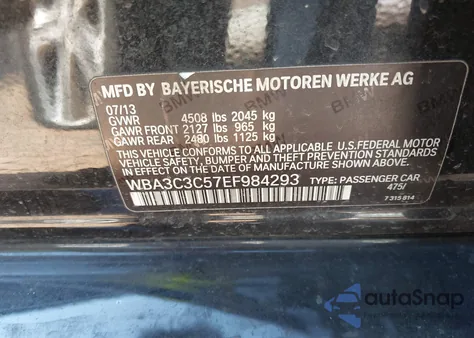 2014 BMW 320 xDrive из США, поврежденный, VIN WBA3C3C57EF984293